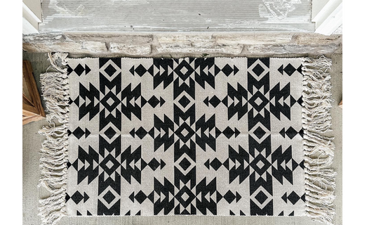 Black & White Aztec Layering Rug