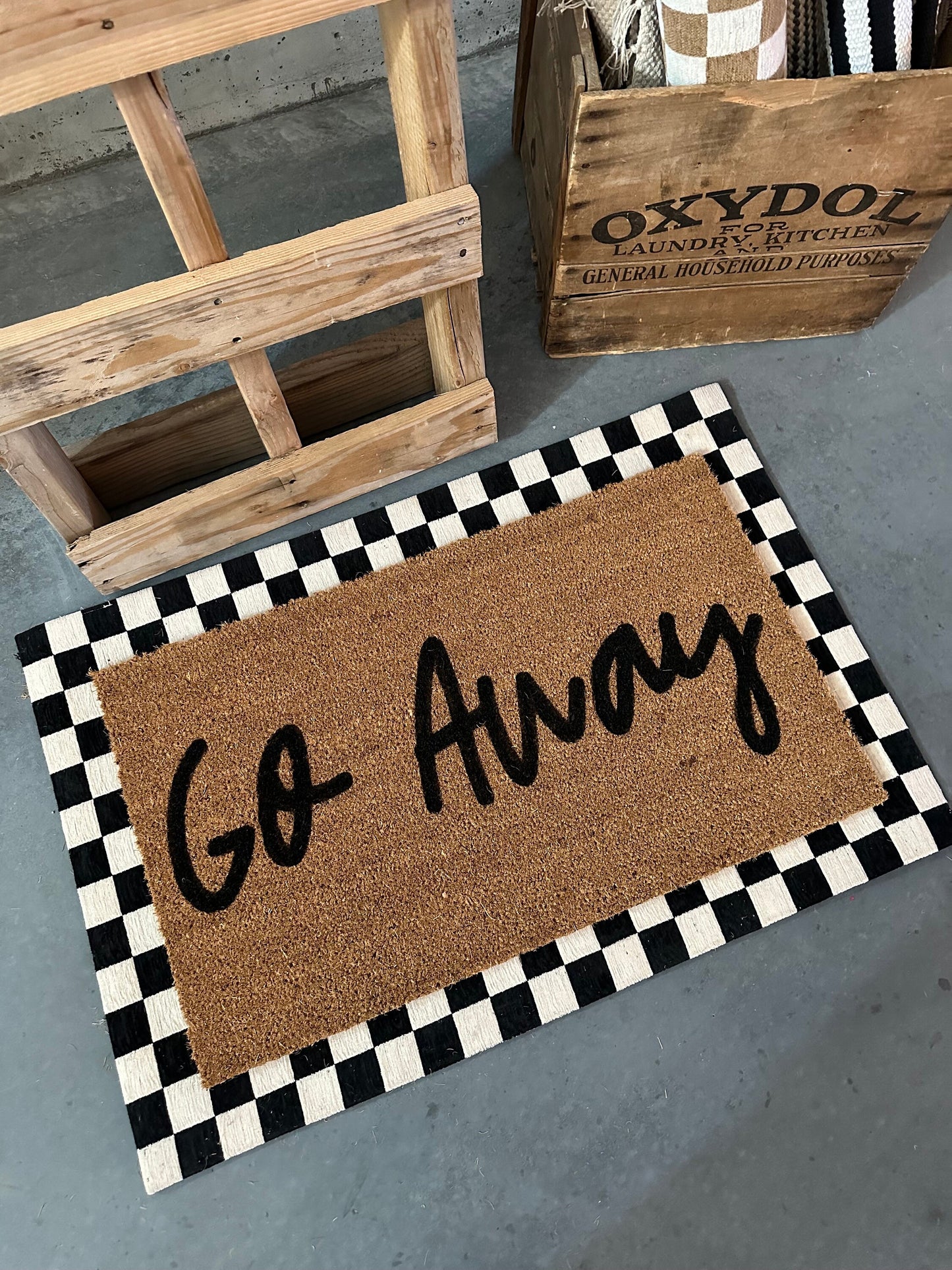 Funny Go Away Doormat | Sarcastic Rug | Go Away Rug | Funny House Warming Gift | Go Away Sign | Porch Mat | Porch Gift | Home Gift