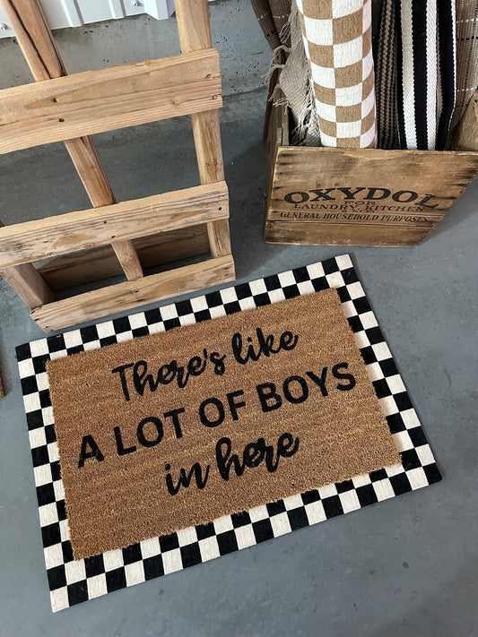 There's Like A Lot of Boys In Here Doormat | Funny Doormat | Funny Welcome Rug | Funny Gift | Porch Gift | Home Gift