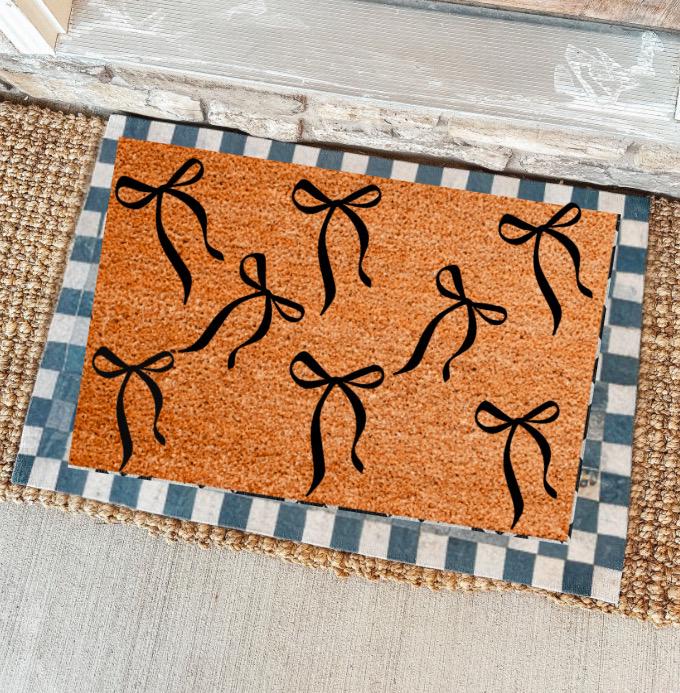 Black Coquette Bows Doormat | Cute Charming Rug | Housewarming Gift